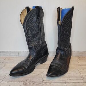 Vintage ACME?? Men's Size 9.5D Black Leather Western Cowboy Boots Made in USA